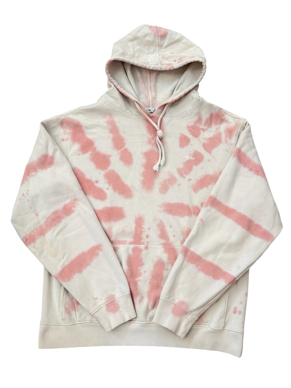 Katin Surf Hoodie Men’s Large Pink Cream Tie Dye Pullover Surfwear Sweatshirt